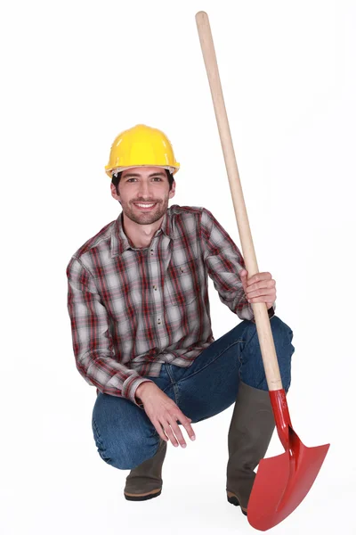 Workers shoveled vertical squat — Stock Photo, Image