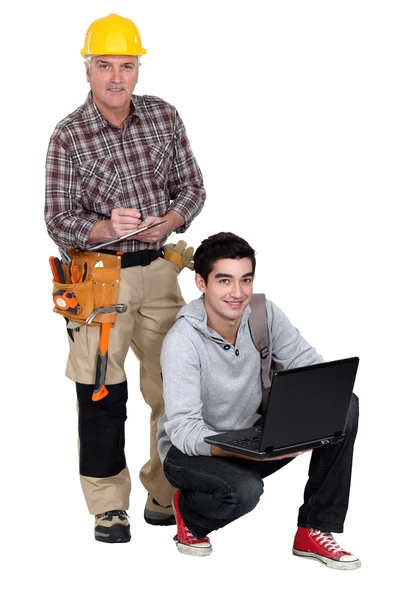 Obrero y joven estudiante — Foto de Stock