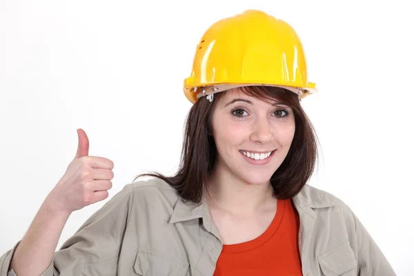 Positive female builder — Stock Photo, Image