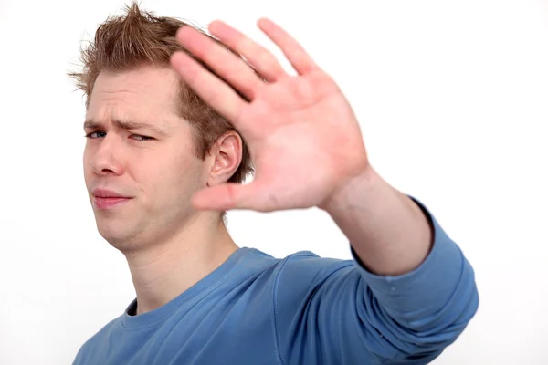 Man making stop gesture — Stock Photo, Image