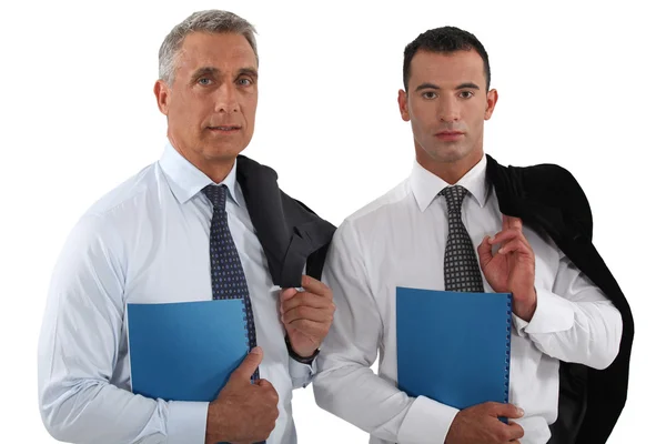 Two businessmen stood with folders — Stock Photo, Image