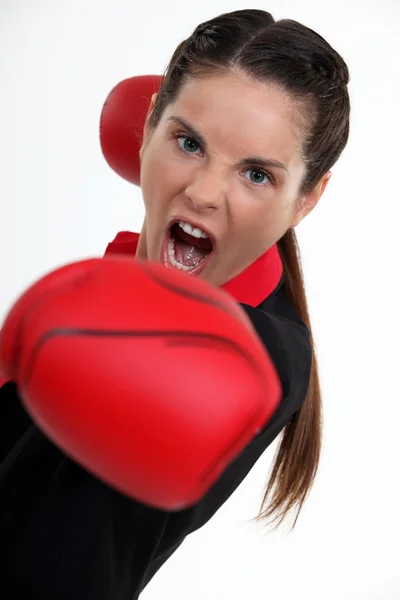 Teenage woman boxing. — Stock Photo, Image