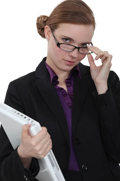 Mulher de negócios usando óculos — Fotografia de Stock