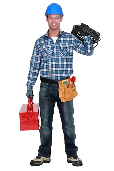 Electrician with wiring — Stock Photo, Image