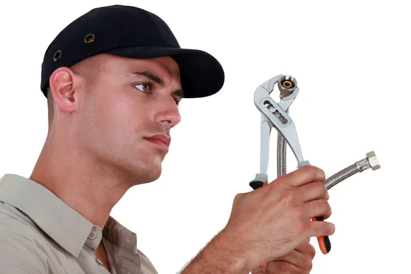 Worker with wrench — Stock Photo, Image