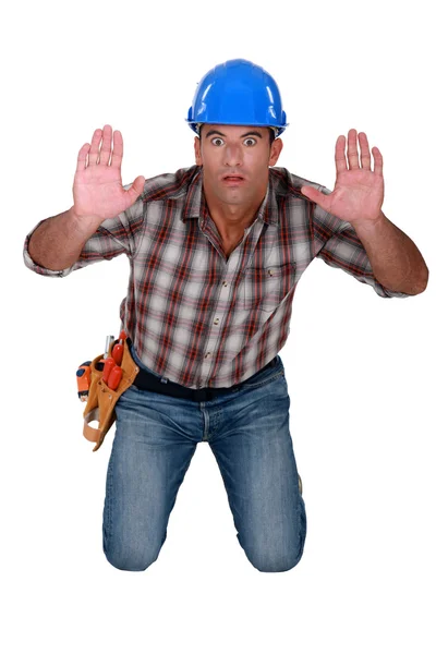 Builder in a state of shock — Stock Photo, Image