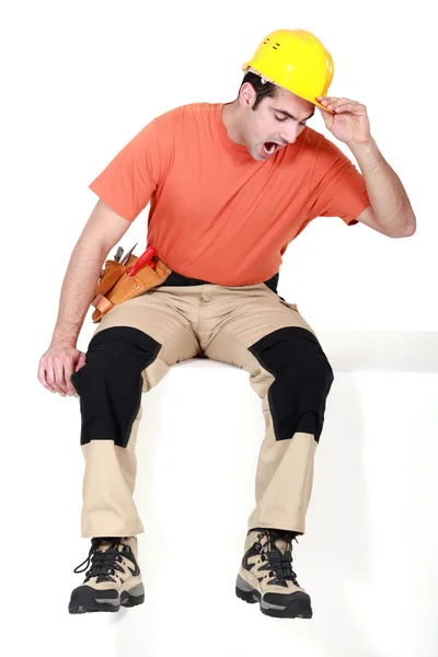 Man hiding from a spider — Stock Photo, Image