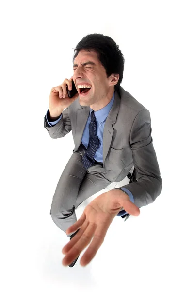 Hysterical businessman on the phone — Stock Photo, Image