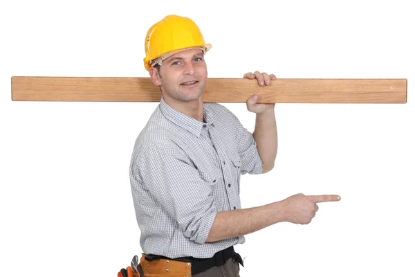 Carpenter pointing — Stock Photo, Image