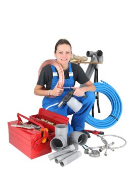 Successful woman plumber clipart