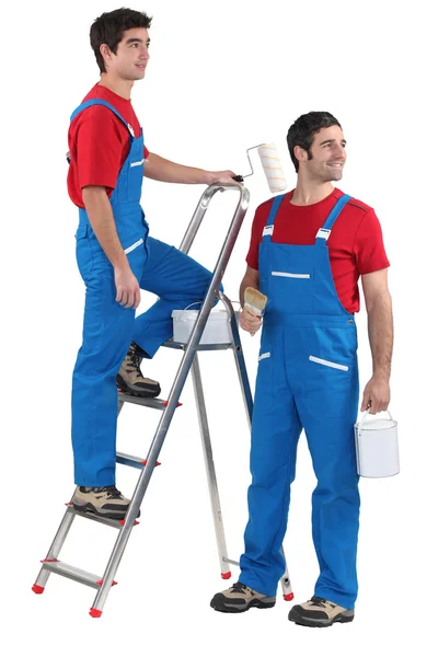 Twee schilders met stap-ladder — Stockfoto