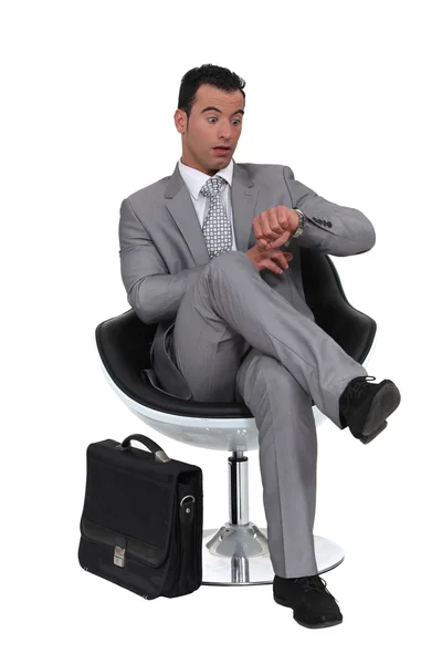 Businessman running late — Stock Photo, Image