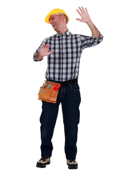 Handelaar bonzen in een doorzichtige glazen barrière — Stockfoto