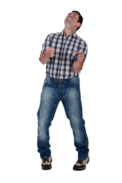 Deranged man gripping an invisible object — Stock Photo, Image