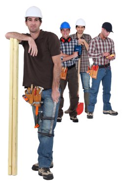 Four manual worker from different trades clipart