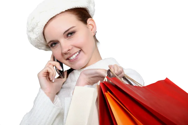 Shopper på telefon — Stockfoto