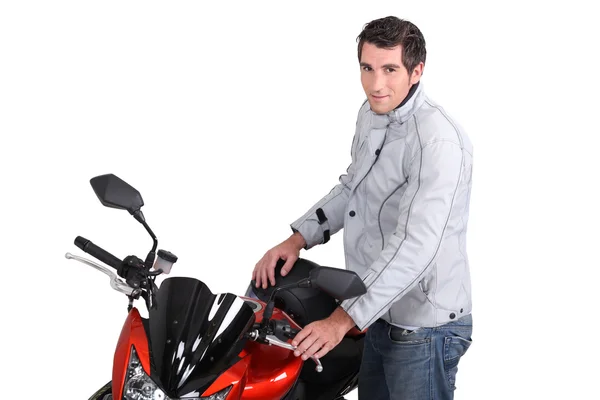 L'uomo e la sua moto — Foto Stock