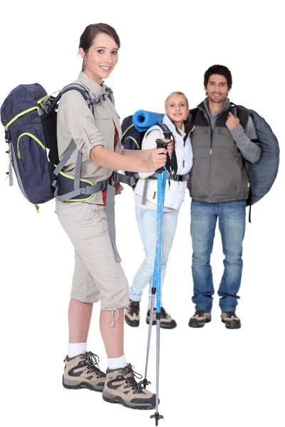 Amigos prontos para fazer caminhadas — Fotografia de Stock