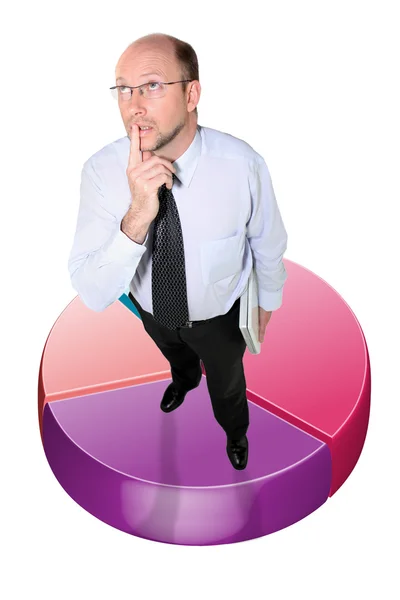 Man stood on 3d pie-chart — 스톡 사진