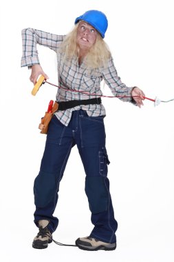 A woman being electrocuted clipart