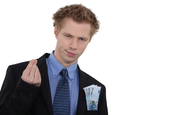 Succesvolle zakenman met contant geld — Stockfoto