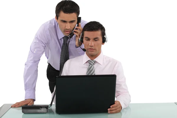 Telemarketer and manager — Stock Photo, Image