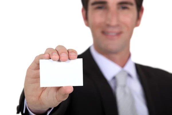 Man showing blank business card — Stock Photo, Image