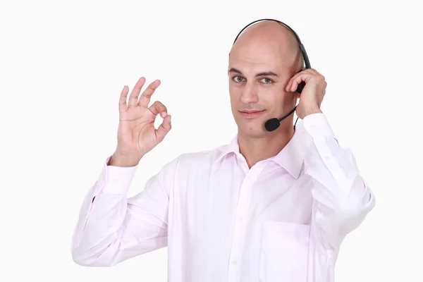 Bald businessman giving the OK — Stock Photo, Image