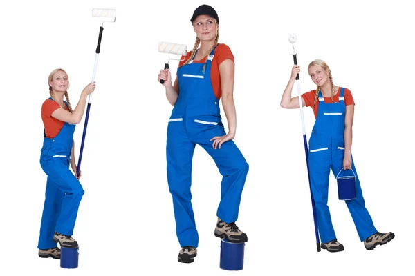 Multiple shot of female decorator — Stock Photo, Image