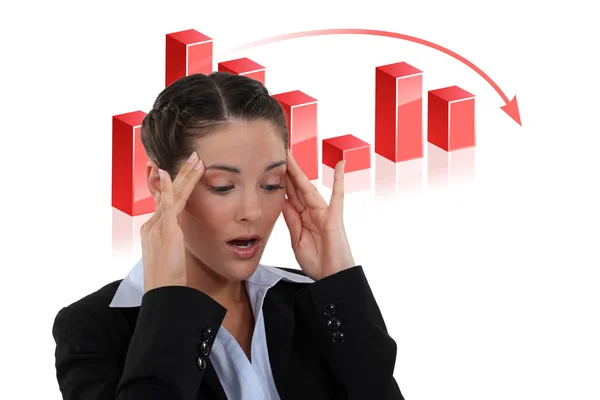 Stressad kvinna bankir — Stockfoto