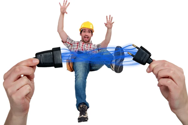 Electrician being electrocuted — Stock Photo, Image