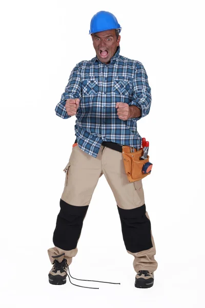 Construction worker with a blackened face — Stock Photo, Image