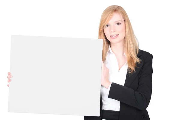 Businesswoman promoting the company she works for — Stock Photo, Image