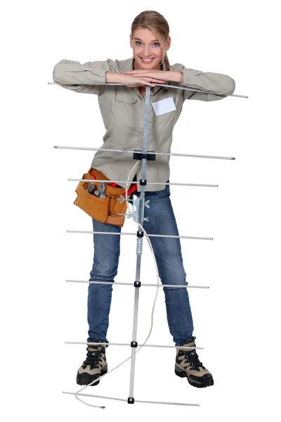 Unga antenn installer — Stockfoto