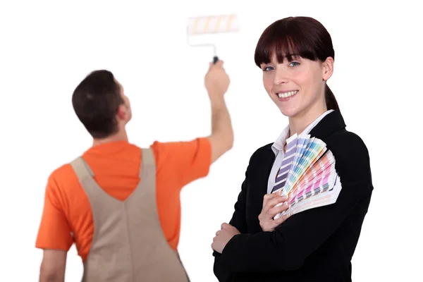 Woman holding color samples — Stock Photo, Image