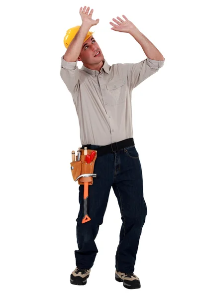 Builder lifting blank space — Stock Photo, Image