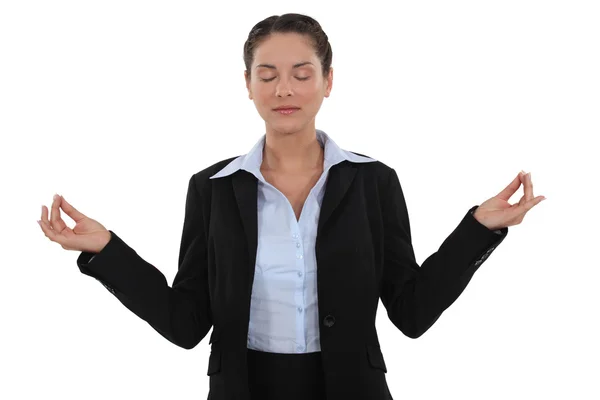 Executive woman staying Zen. — Stock Photo, Image