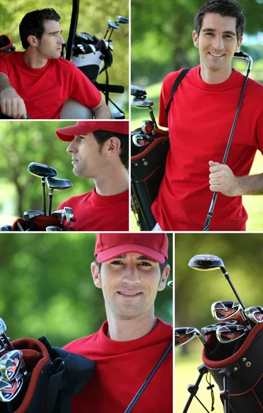 Collage van een golfer — Stockfoto