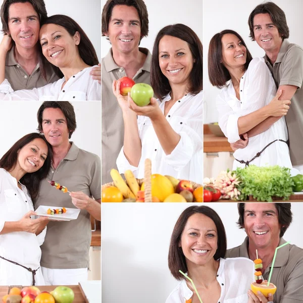 Couple eating healthy food — Stock Photo, Image