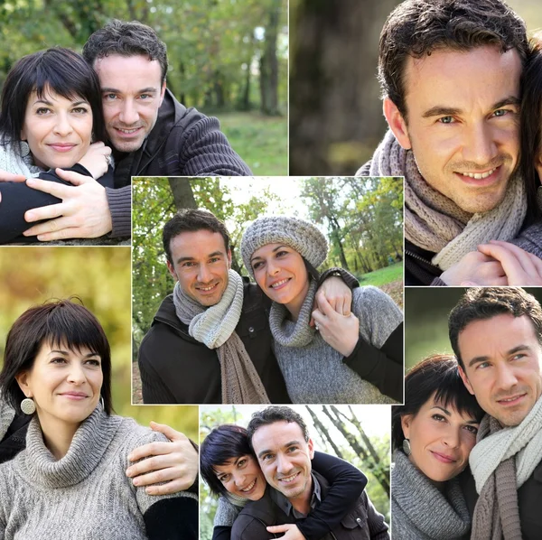 Colagem de retratos de um casal no campo — Fotografia de Stock