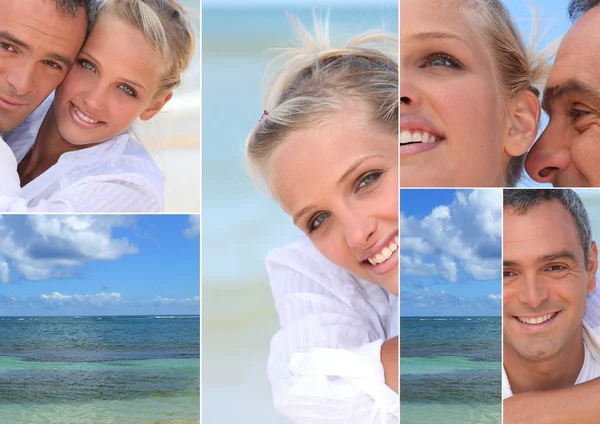 Montage of a couple by the sea — Stock Photo, Image