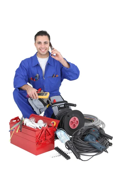 Electrician with tools — Stock Photo, Image