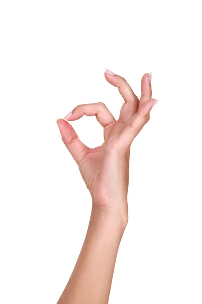 Female hand making an OK gesture — Stock Photo, Image