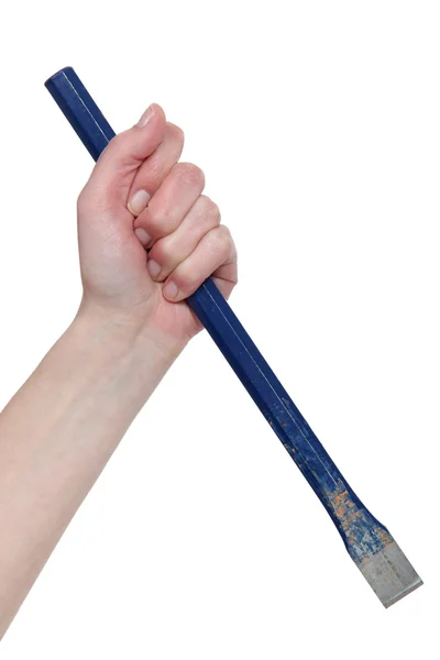 Hand holding a chisel — Stock Photo, Image