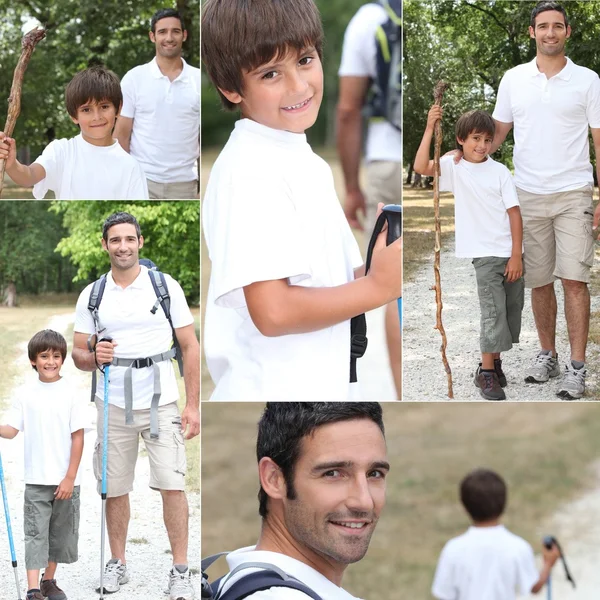 Pai e filho em viagem de caminhada — Fotografia de Stock