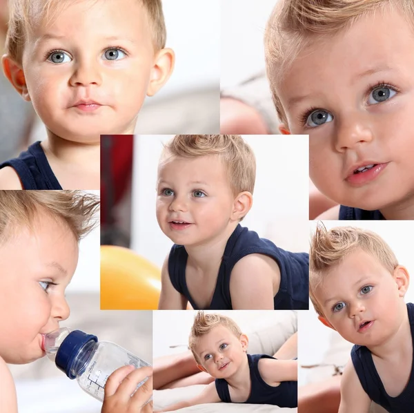 Various sots of a blonde baby boy — Stock Photo, Image