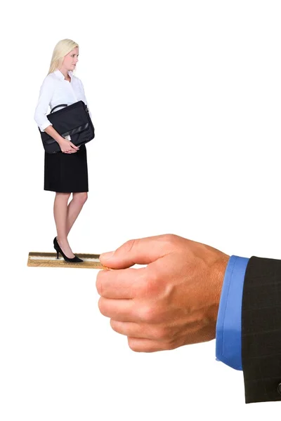 Mujer de negocios rubia sosteniendo maletín —  Fotos de Stock