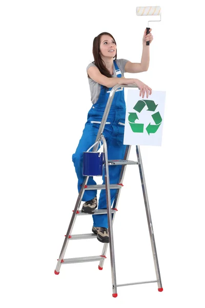 Call to recycle decorating materials — Stock Photo, Image