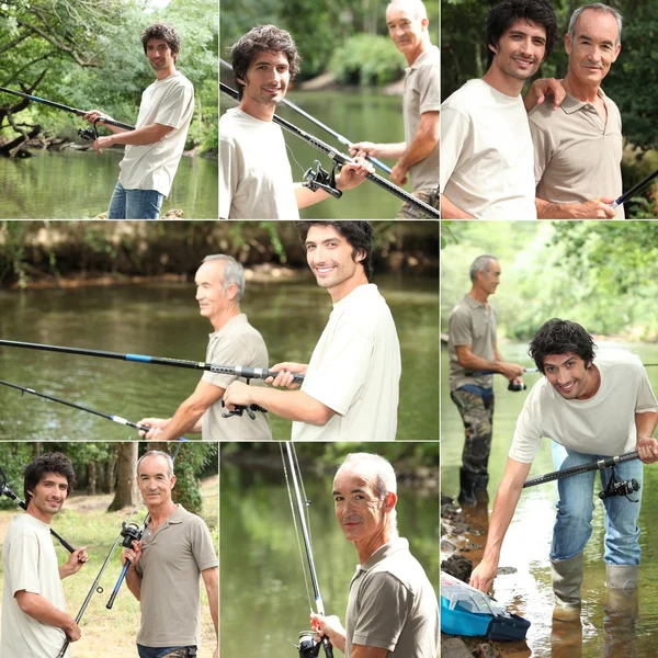 Father and son bonding during fishing trip Stock Photo