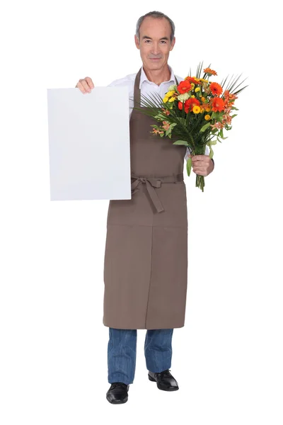 Florist showing card — Stock Photo, Image